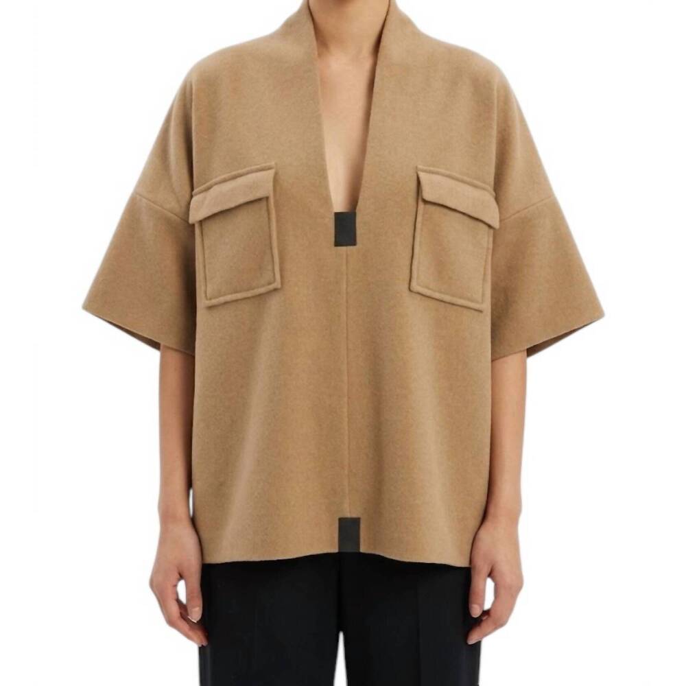NEW HENRIETTE STEFFENSEN fleece v neck blouse in camel
